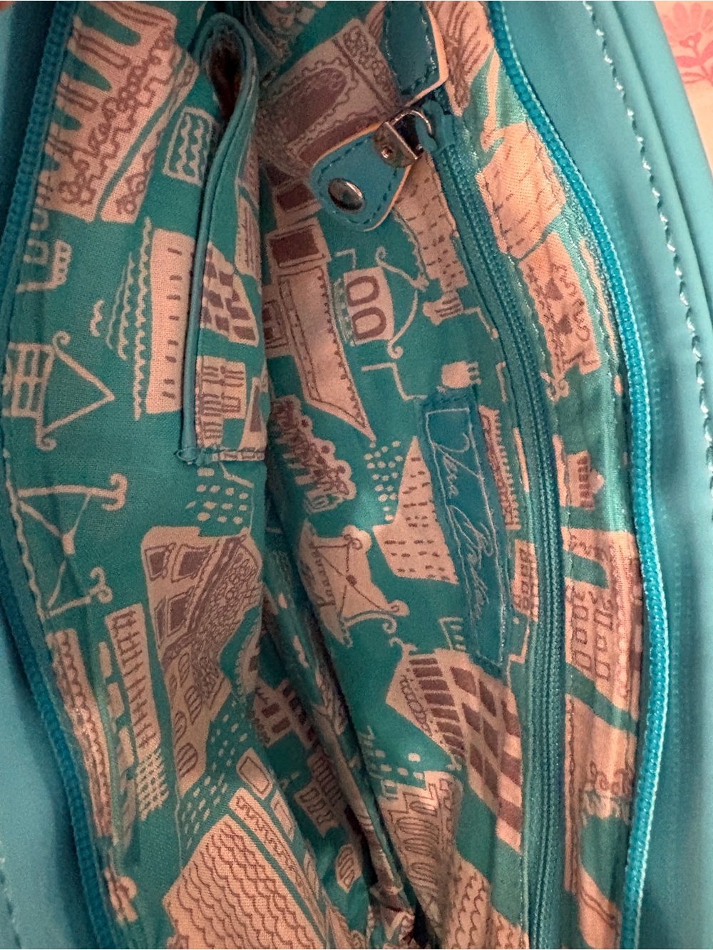 Vera Bradley Turquoise Quilted + Patent Trim Wristlet Clutch - Picture 7 of 12